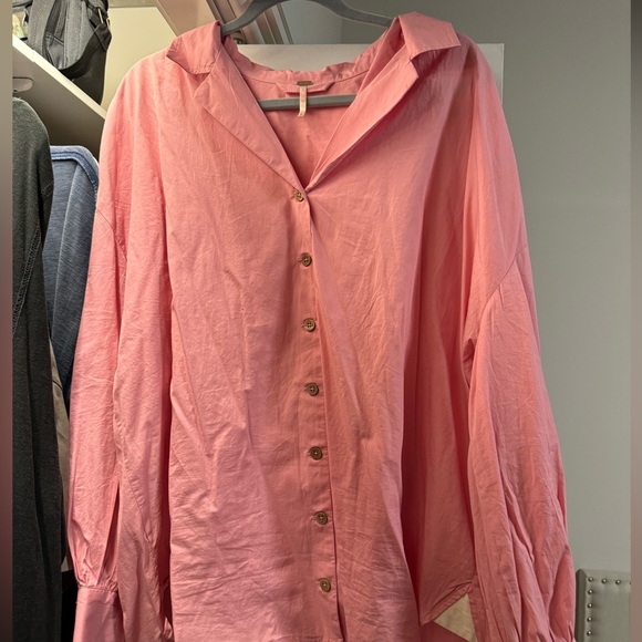 Free People Pink Buttondown Long Sleeve - NWOT - Picture 1 of 3